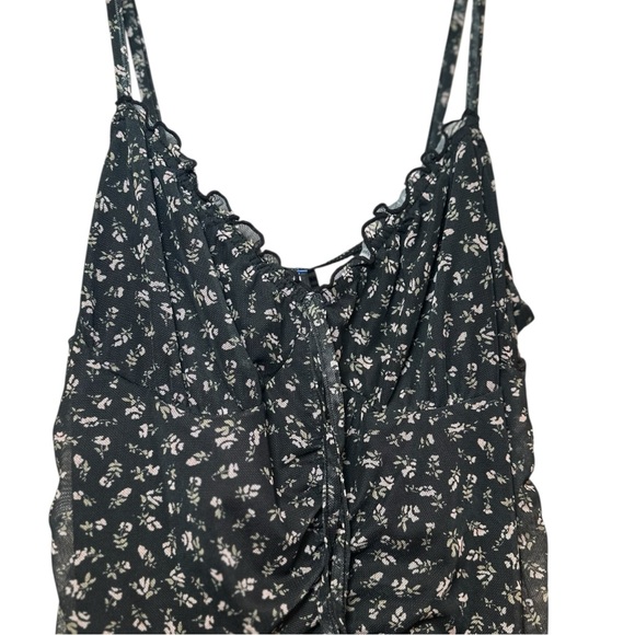 Divided Black Floral Mini Dress - Picture 8 of 8